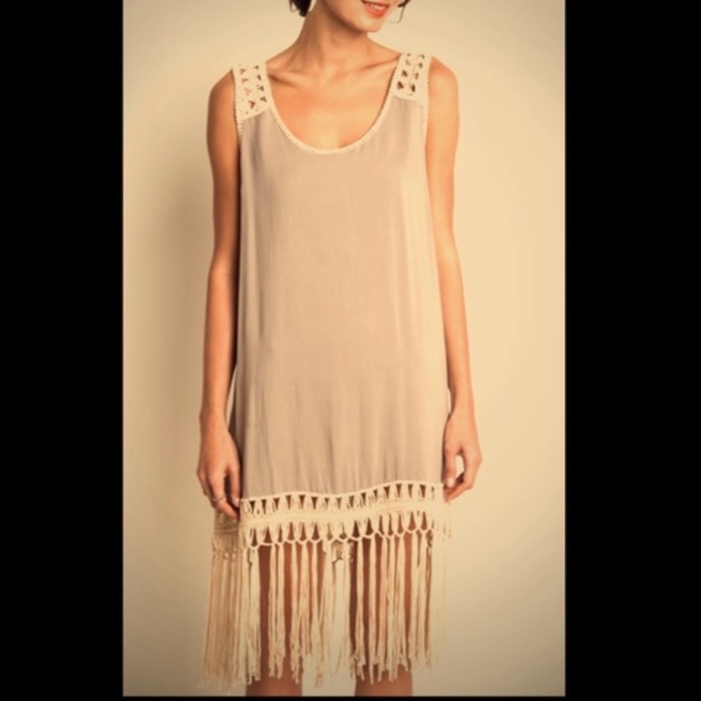 Fringe Hem Tank Dress - Picture 1 of 2